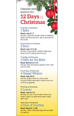 Twelve Days Of Christmas Gladness Bookmark (Set of 25)
