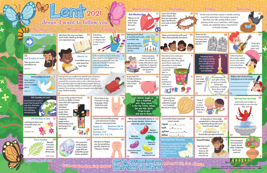 Lent 2021 Calendar Lent 2021 Children's Calendar Product/Goods : Creative 