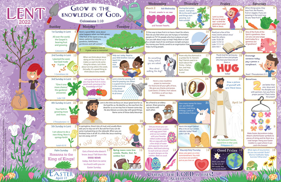 Lent 2022 Children's Calendar Product/Goods : Creative Communications -  Protestant