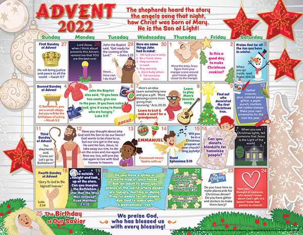 2022 Advent Children's Calendar - Protestant - Jpg file