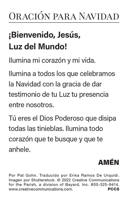 Chirstmas Prayer Card Spanish - Jpg file