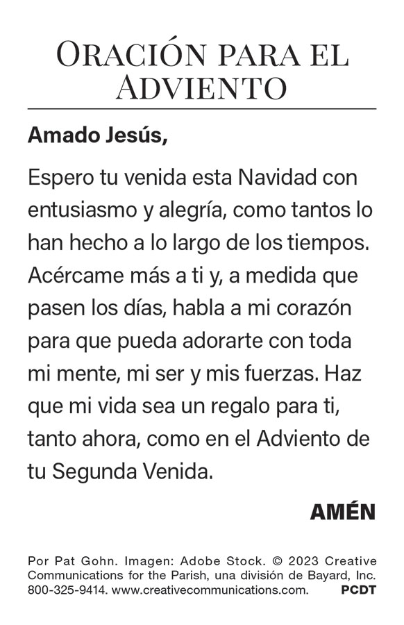 Advent Prayer Card Spanish - Jpg file