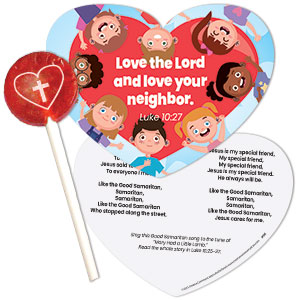Love the Lord! Valentines Day Candy Card with Sucker (Set of 12)