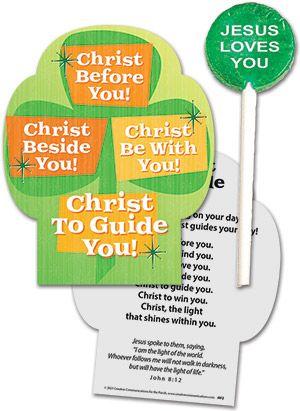 Christ Be With You! St. Patrick's Day Candy Card with Sucker (Set of 12)