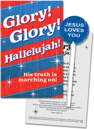 Glory! Glory! Hallelujah! Patriotic Candy Card with Sucker (Set of 12)