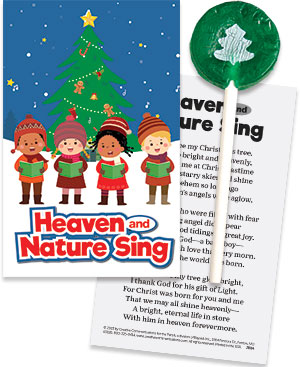 Heaven and Nature Sing Christmas Candy Card with Sucker (Set of 12)