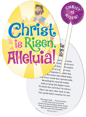 Christ is Risen Alleluia! Easter Candy Card with Sucker (Set of 12)