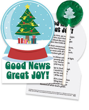 Good News! Great Joy! Christmas Candy Card with Sucker (Set of 12)