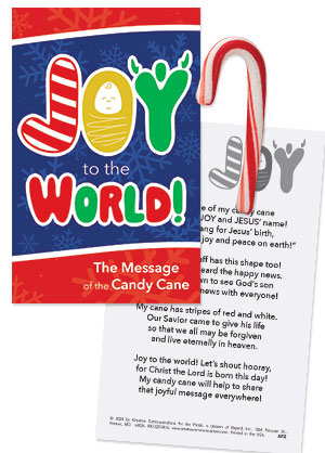 Joy to the World Christmas Candy Card with Peppermint (Set of 12)